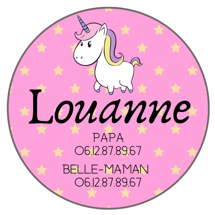 Téléphone Enfant Perdu Licorne - Badge Personnalisé