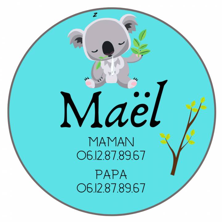 Téléphone Enfant Perdu Koala - Badge Personnalisé