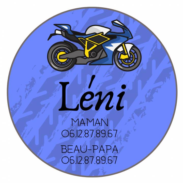 Téléphone Enfant Perdu Moto - Badge Personnalisé