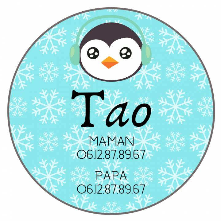 Téléphone Enfant Perdu Pingouin - Badge Personnalisé