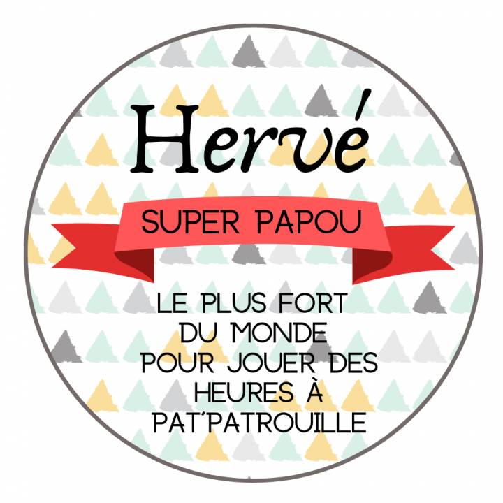 Super Papy - Papou - Badge Famille Personnalisé