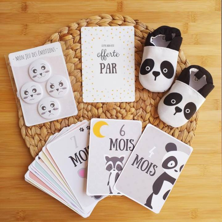 BOX Naissance Mixte - Panda - Cartes Etapes & Jeu des Emotions