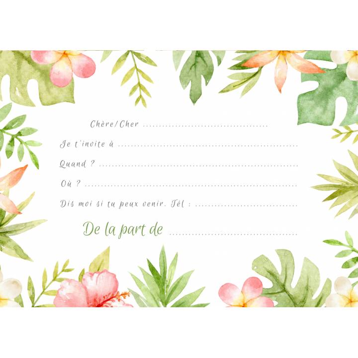 Carte Invitation Anniversaire Enfant Floral Tropical 10 ans