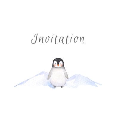 Lot de 8 cartes d'Invitation Anniversaire Enfant - Mixte Fille ou Garçon - Animaux de la banquise - Pingouin en Aquarelle
