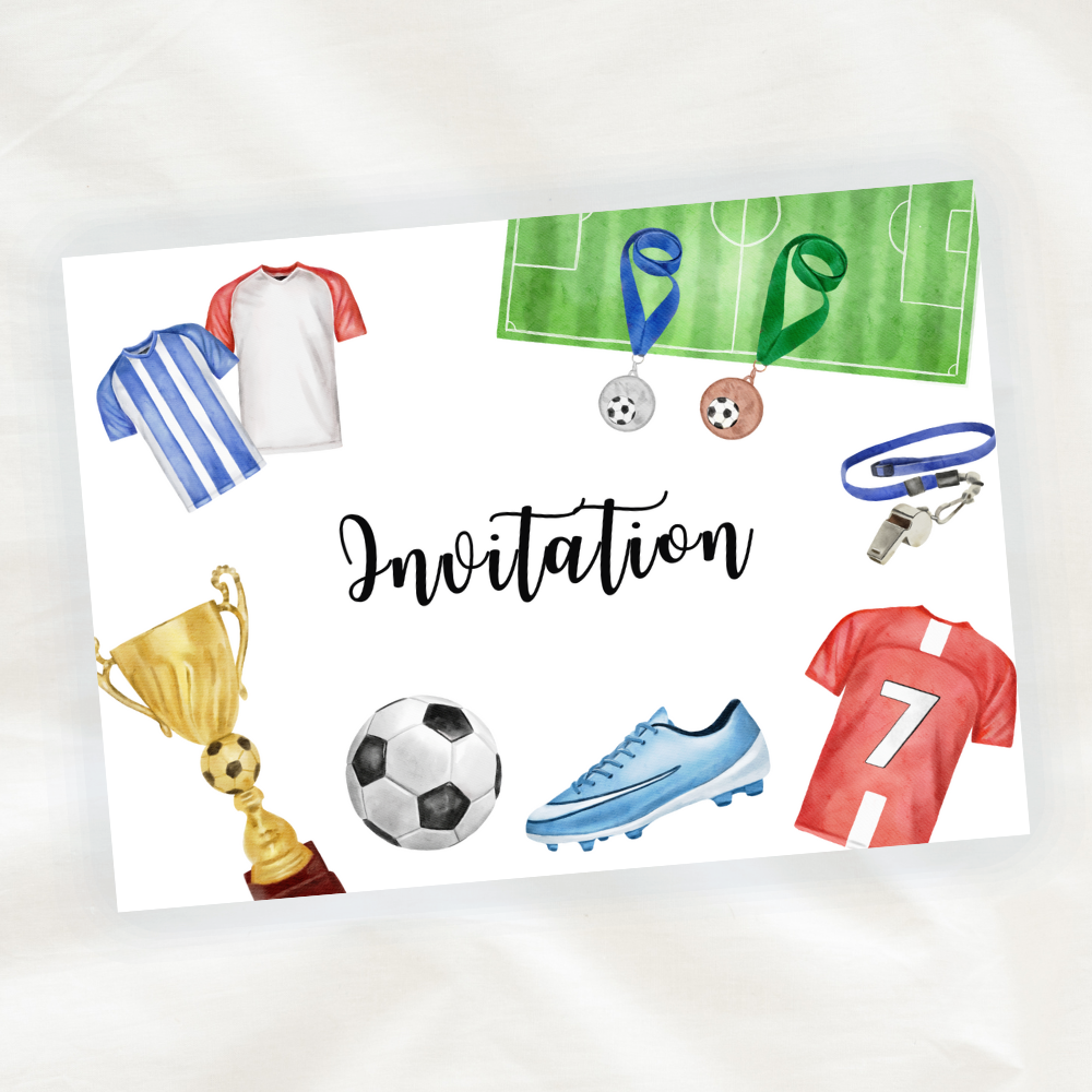 Carte Invitation Anniversaire Football Enfant Ballon gratuit à