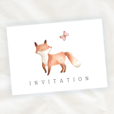 Lot de 8 cartes d'Invitation Anniversaire Enfant - Mixte - Animaux - Renard en Aquarelle