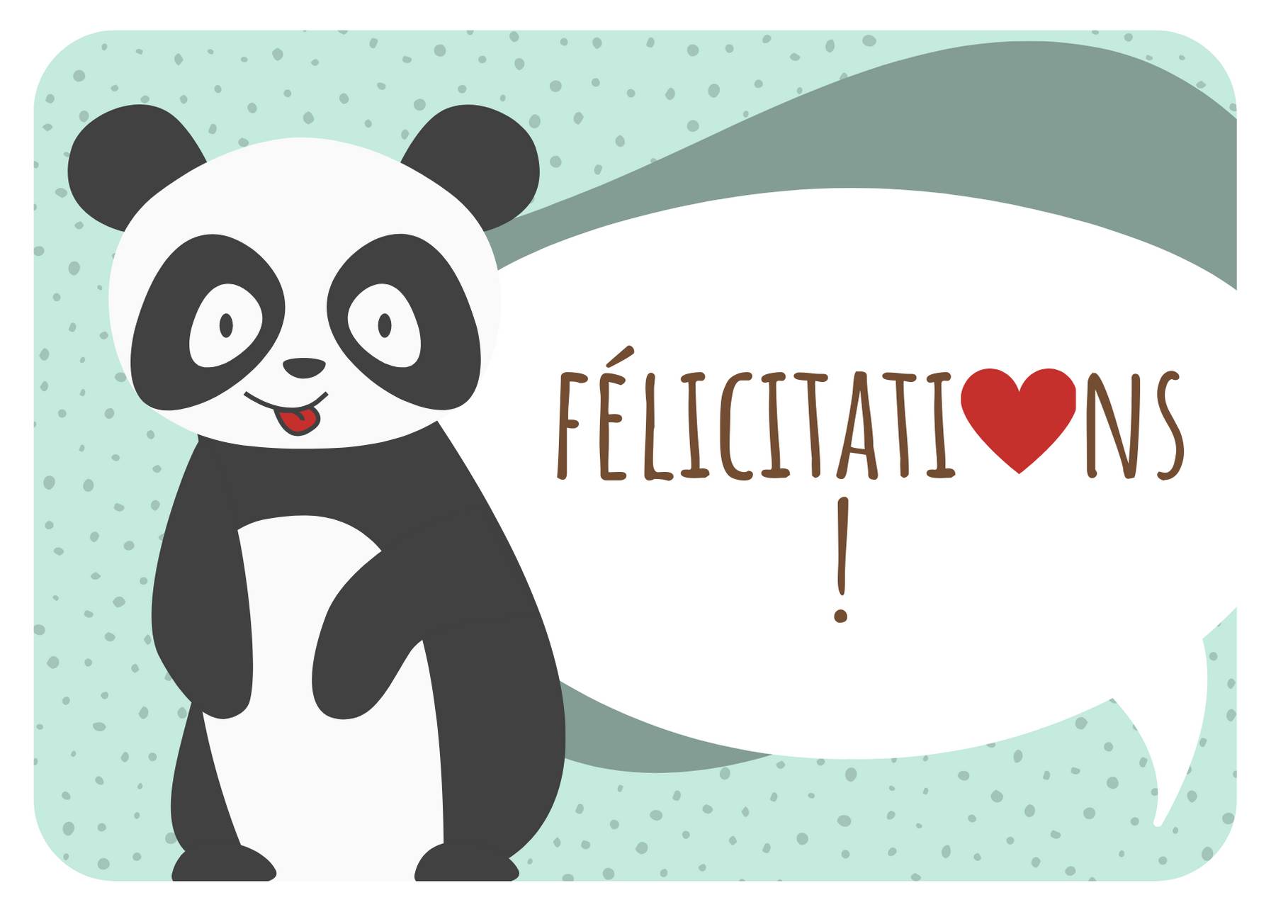Félicitations (Panda et Coeur)