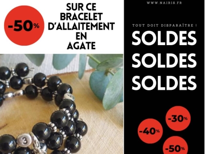 Élégance Maternelle : Bracelet d'Allaitement en Agate à -50% chez Naïris Bijoux